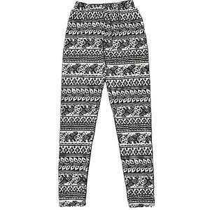 Kathy one size cream & black tribal elephant soft, thin leggings